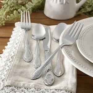 RiverRidge Rose Flatware 46-Piece Monogrammed and Non-Monogrammed Stainless Steel Silverware Set for 8