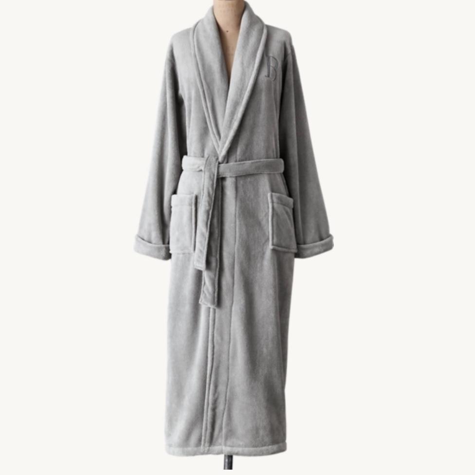 RH Luxury Plush Long Robe, Nickel, Medium