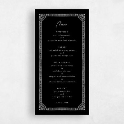 Black Wedding Menu - Blevio