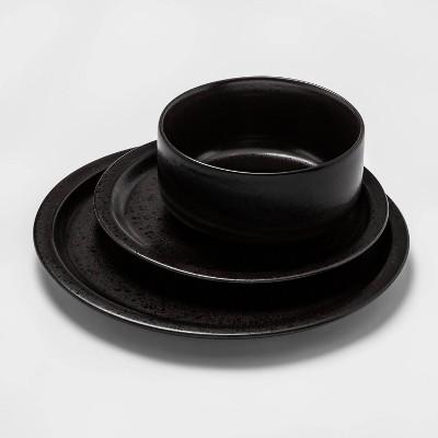 12pc Porcelain Ravenna Dinnerware Set Black - Project 62™