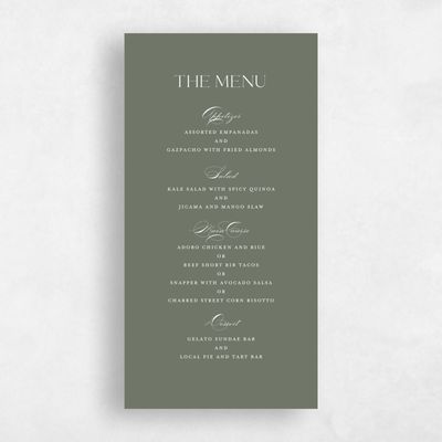 Green Elegant Wedding Menu - Hilltone