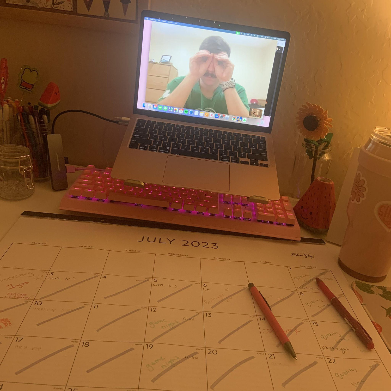 7.23.23. One of the many, many, nights planning our days during long distance.