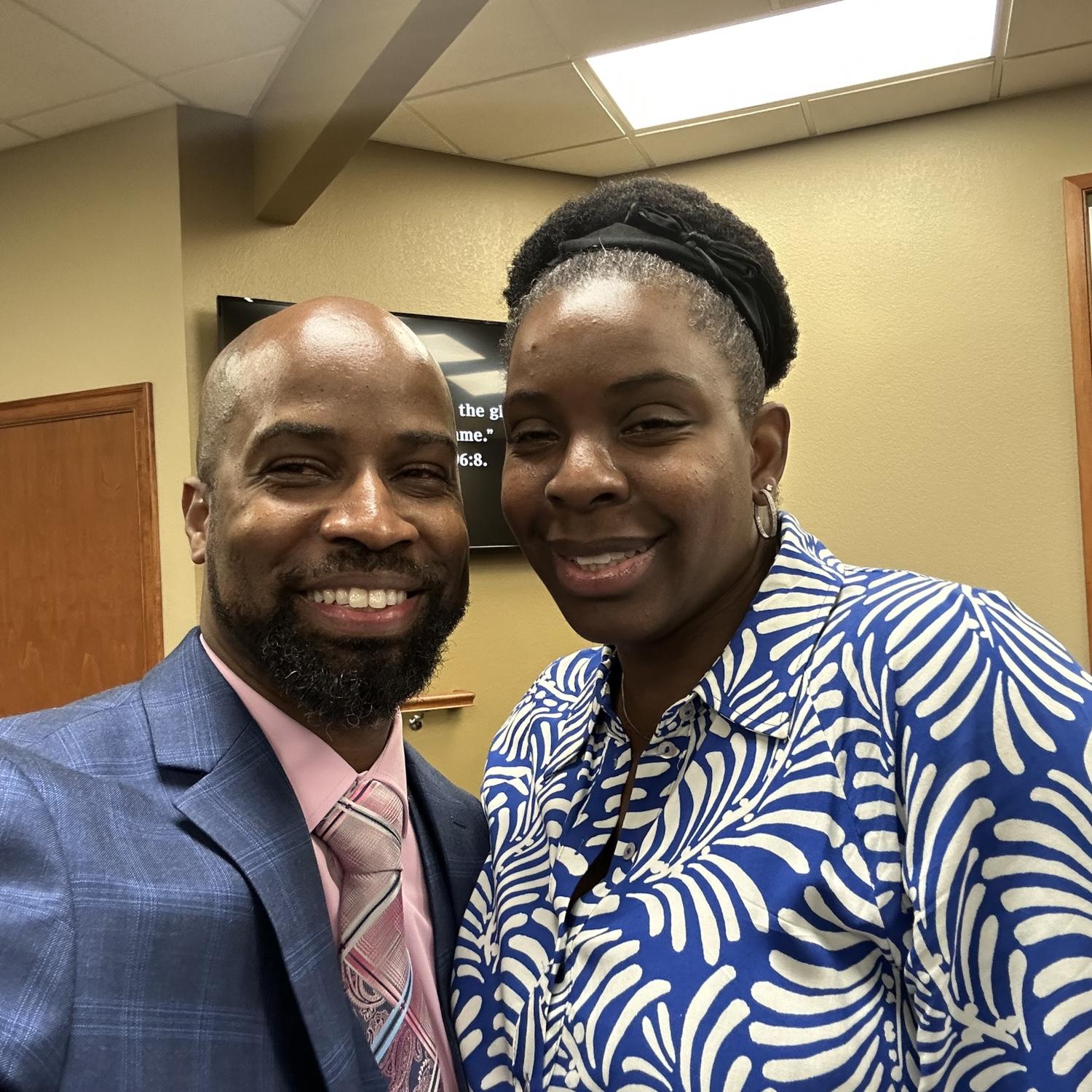 Josh and Alexandra sharing a joyful moment together after spiritual activities—grateful hearts and matching smiles.
#SpiritualJoy #ServingTogether #KingdomLove #GratefulHearts #FaithAndUnity