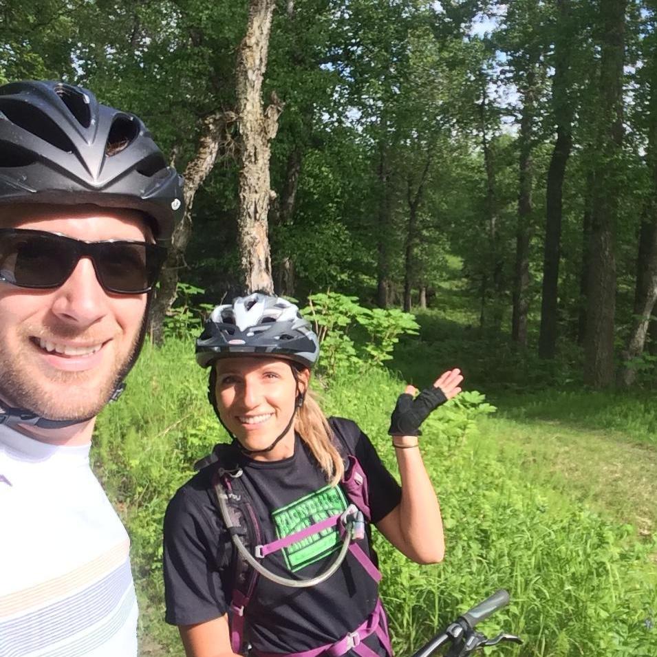 Biking Kincaid, local green space in ANC. Thinking we'll wear the helmets for the wedding too.