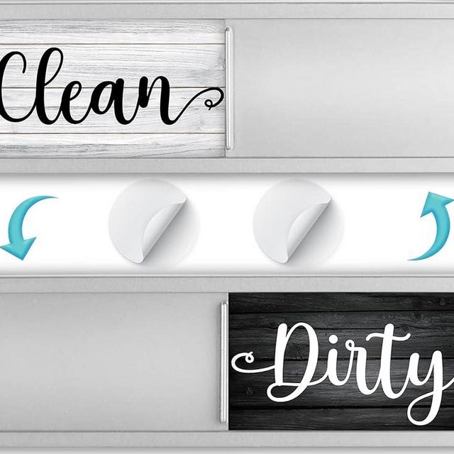 Dishwasher Magnet Clean Dirty Sign, Strong Clean and Dirty Magnet for Dishwasher, Universal Dirty or Clean Dishwasher Magnet Indicator, Clean/Dirty Farmhouse Dark Wood Dish Wash Sign Magnet