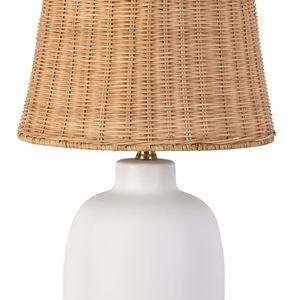 allen + roth 20-in White LED Incandescent 3-way Table Lamp with Rattan Shade