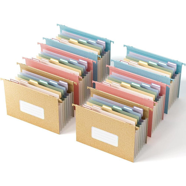 EcoStash Wheat Straw Expanding Hanging File Folders, 3 Color File Organizer, 1.2" Accordion Pockets, Large Capacity, Letter Size for Filing Cabinet, 100% BPA Free, Return to Nature, Healthy Living-6