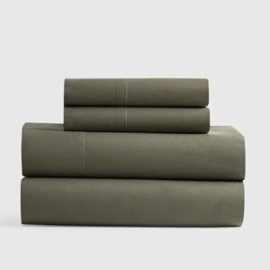 Classic Organic Percale Sheet Set - King, Dusty Olive