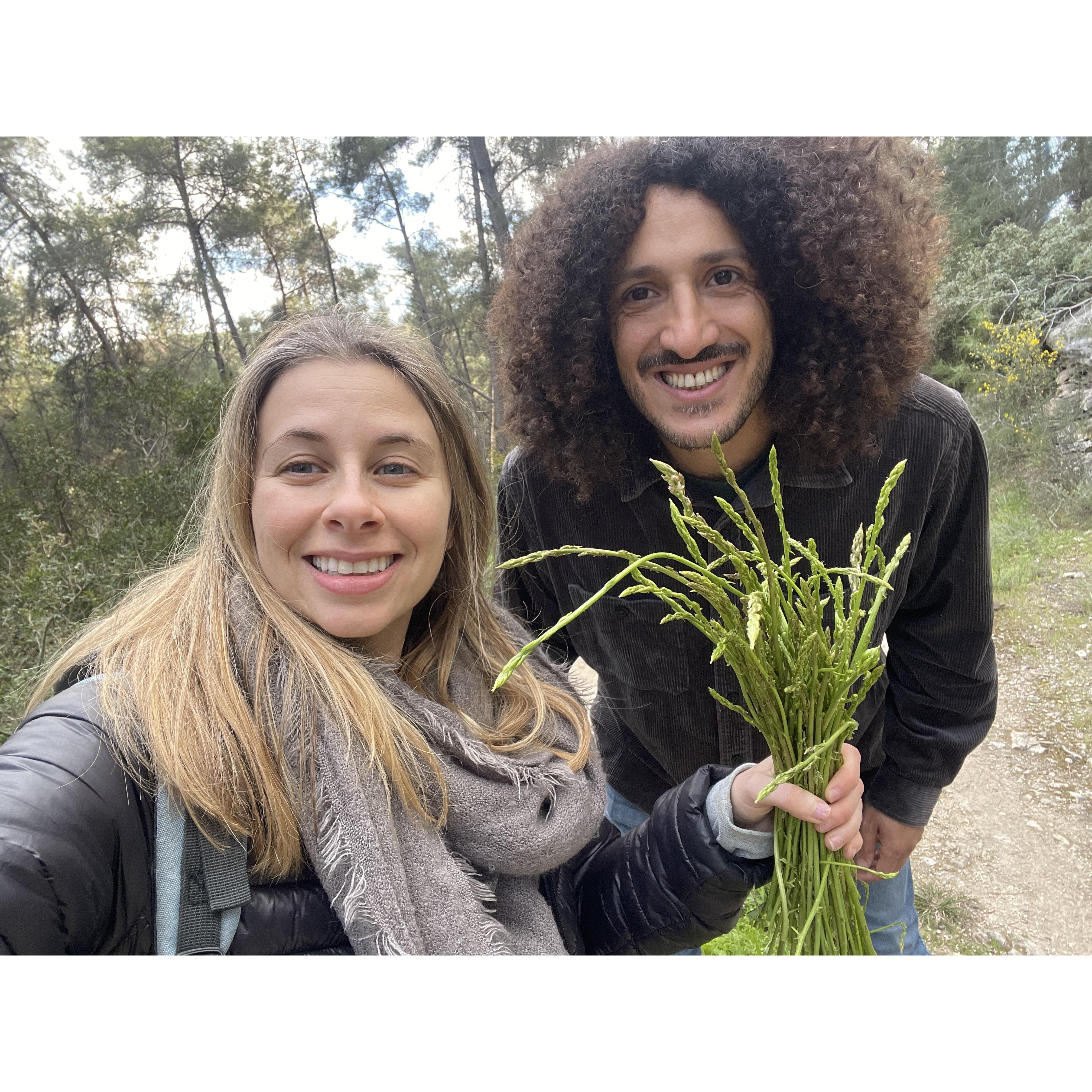 On a hike together, Sarah discovered wild asparagus! She spent hours picking them and cooked them when we got home.