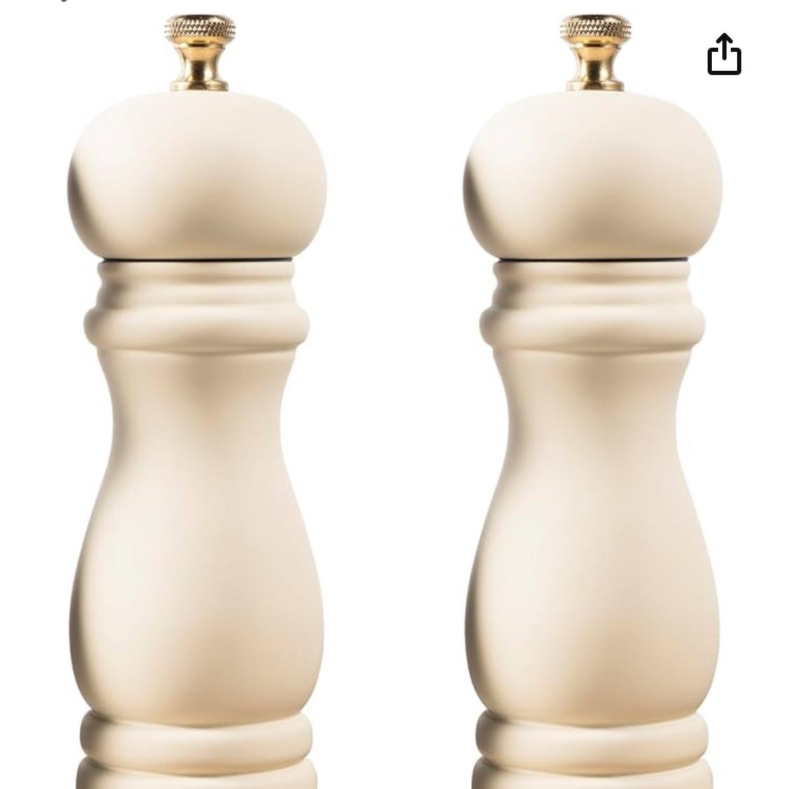 BILL.F Salt and Pepper Grinder Wooden Pepper Mill Grinder White Salt Pepper Shakers Set of 2 with Adjustable Ceramic Rotor- 7 Inch