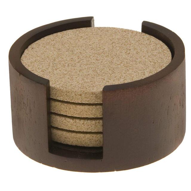 Circular Walnut Coaster Holder