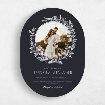 Black Oval Wedding Invitation - Treviso Photo