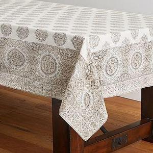 Block Print Tablecloth, Neutral