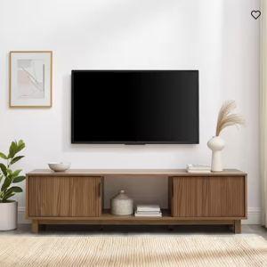 58 in. Mid-Century Modern Mocha Wood TV Stand with 2 Reeded Doors (Max TV Size 65 in.) by Walker Edison Furniture Company