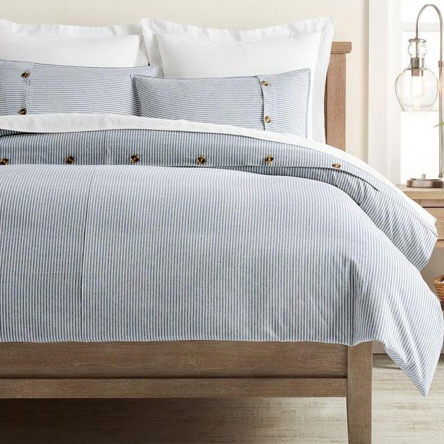 Chambray Wheaton Striped Linen/Cotton Duvet Cover, Full/Queen
