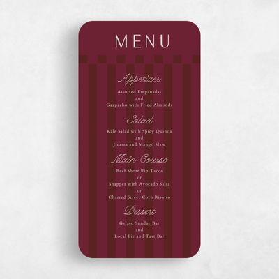 Red Rounded Wedding Menu - Sabbia