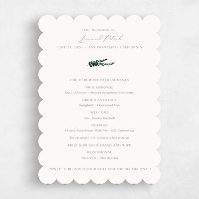 Beige Scalloped Wedding Program - Stanley