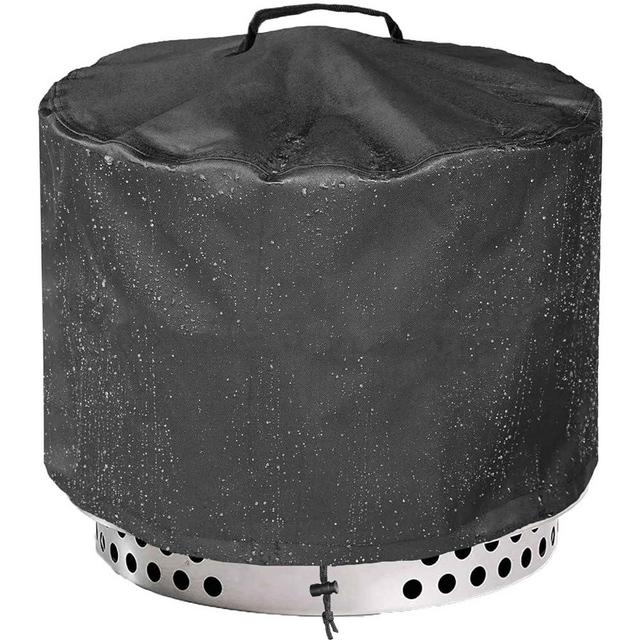 WICKTICK 21 Inch Round Fire Pit Cover for Solo Stove Bonfire 2.0, 600D Heavy Duty Waterproof Firepit Accessories for Outdoor Camping, All-Weather Resistant (Black, 21"Dia x 15"H)