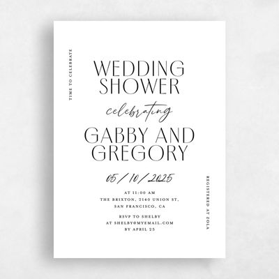 White Wedding Wedding Shower Invitation - Brooklyn Portrait