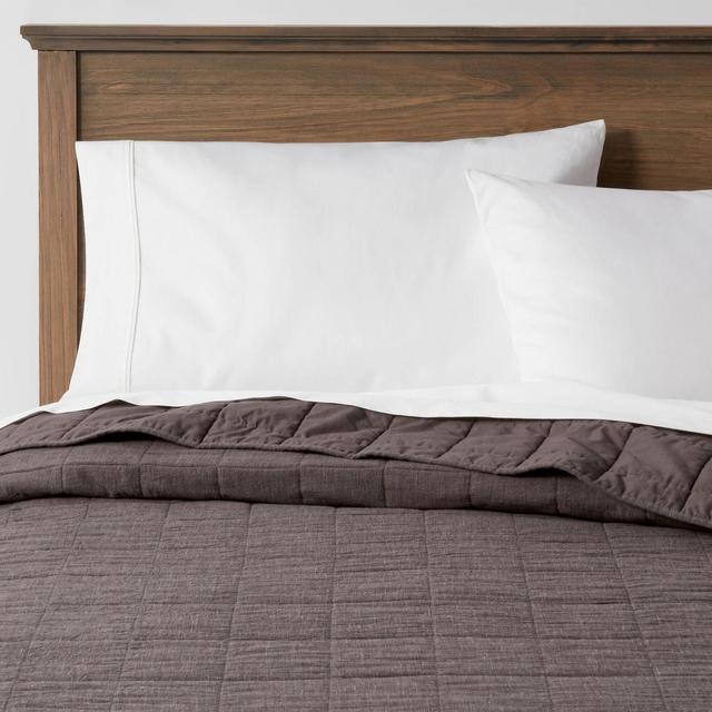 King Space Dyed Cotton Linen Quilt Dark Gray - Threshold™