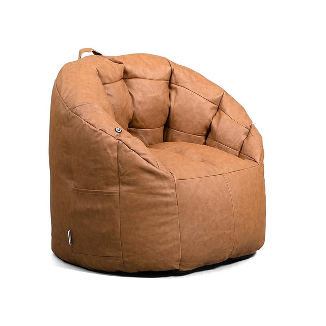 Big Joe Milano Beanbag Chair with Vibe Caramel Montana Leather