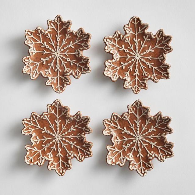 Gingerbread Snowflake Appetizer Plates, Set of 4