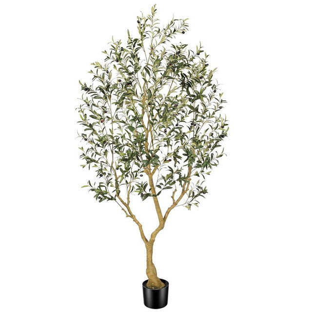 PHYTREE Olive Trees Artificial Indoor, 7FT Faux Olive Tree with Lifelike Branches and Realistic Olives, Large Fake Tree for Home House Office Living Room Decor