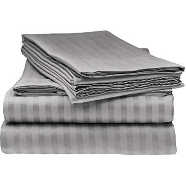 Italian Striped 4PC Queen Sheet Set, Grey