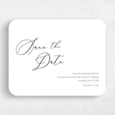 White Rounded Wedding Save the Date - Merlo Landscape