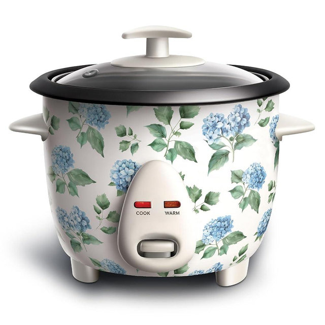 COOK WITH COLOR 6 Cup Rice Cooker 300W - Effortless Cooking and Perfectly, Cooks 3 Cups of Raw Rice for 6 Cups of Cooked Rice, Floral Blue/Green