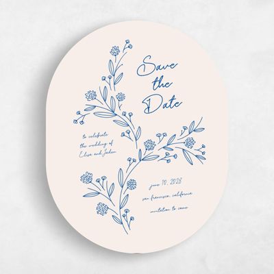Beige Oval Wedding Save the Date - Larian Portrait