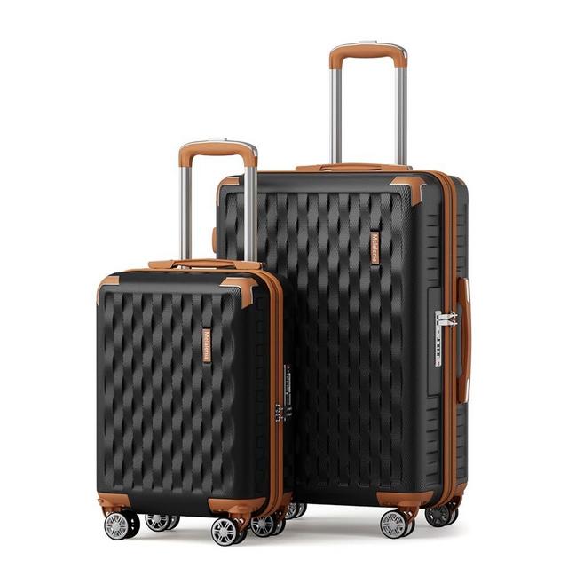 Melalenia 2 Piece Luggage Set, 18/24inch Carry on luggage and Checked Luggage, Travel Suitcase Set with Spinner Wheel and Corner Protection,Black