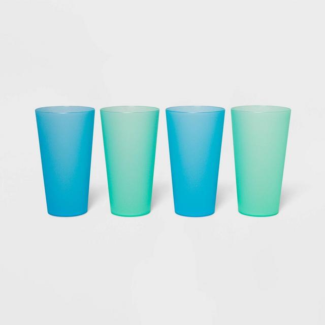 21oz 4pk Plastic Tumblers Blue/Green - Sun Squad™