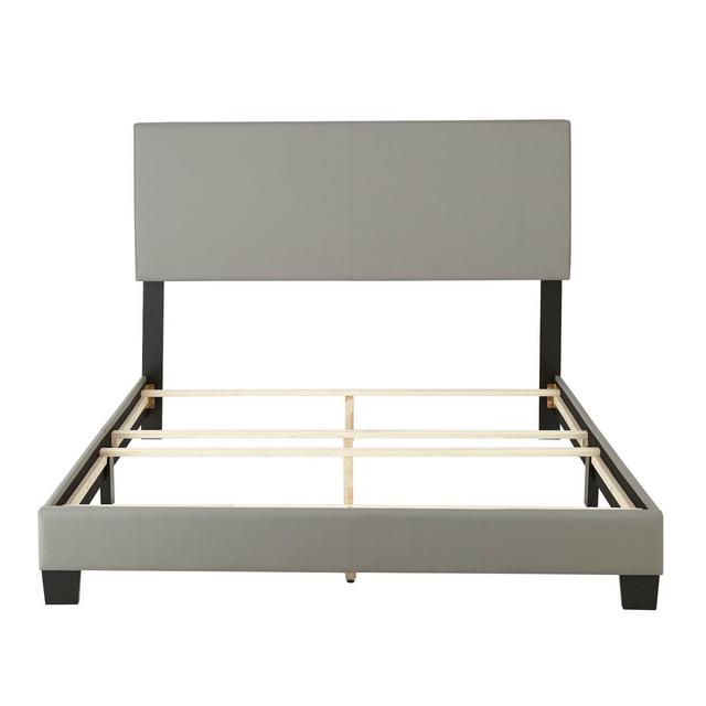 Full Langley Faux Leather Upholstered Platform Bed Frame Gray - Eco Dream