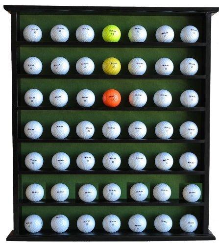 DisplayGifts Golf Ball Display Case Cabinet Rack Green Background w/o Door 49 Slot Black