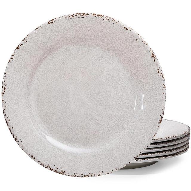 ZAROCRUS Classic Vintage White Melamine Dinner Plate Set, 11-inch Lightweight Round Kitchen Plates Set for Salad, Pasta –Unbreakable RV, Camping Dining Serving Dishes for Parties, Set of 6…