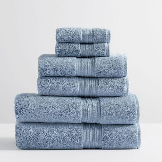 Hydrocotton Organic Bath, Hand, & Washcloth Towels, Set of 6, Light Blue