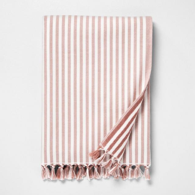 Stripe Beach Towel Dusty Rose / Sour Cream - Hearth & Hand™ with Magnolia