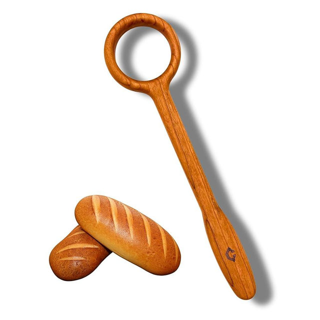 Handmade Danish Dough Whisk - Cherry Hardwood Sourdough Bread Mixer, 10-Inch Wooden Baking Tool, Made in Kentucky USA for Artisan Bread and Pastry