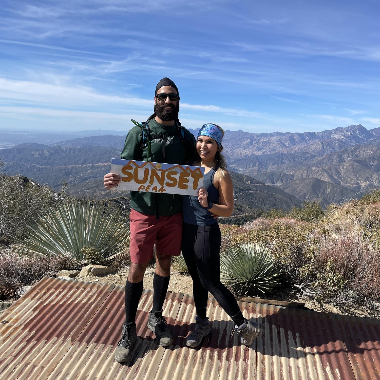 Hiking Sunset Peak near Mount Baldy, California 
February 2021 (this is when we started dating :) )