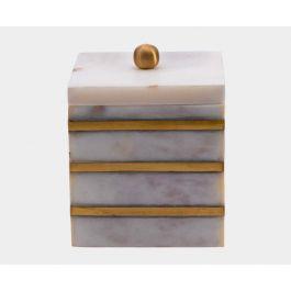 White Gold Canister For Bathroom Cabinet
