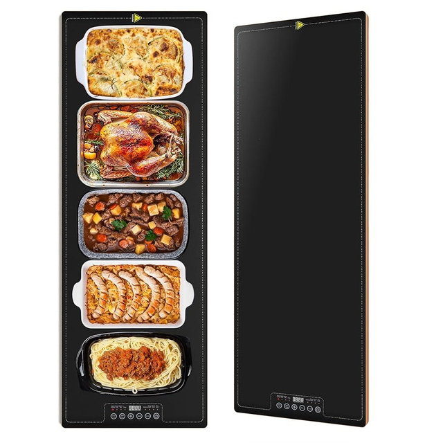 Food Warming Tray for Parties Buffet, 40"x14" Extra Large Long Glass Top Electric Warmer Mat with 9 Temp Settings and Timer, Buffet Servers and Warmers, Food Heater Hot Plate for Catering Gathering