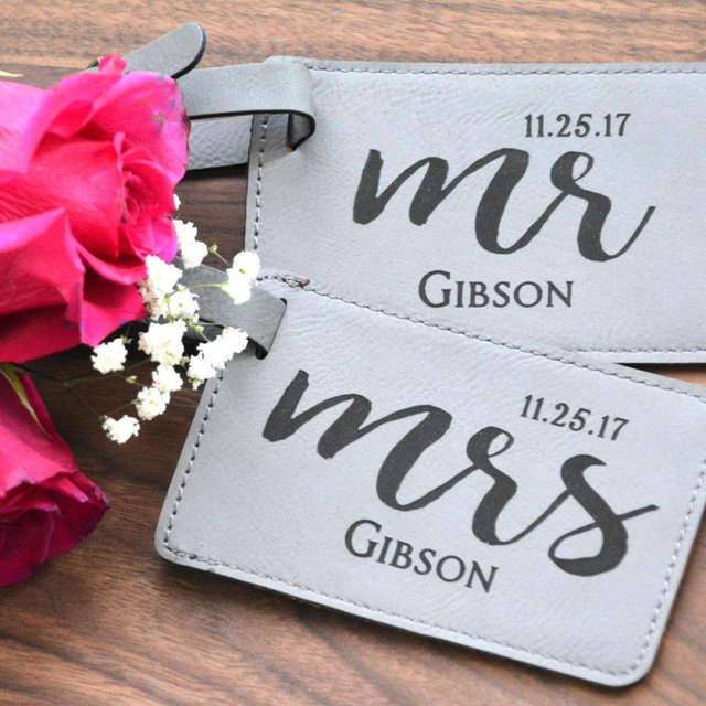 Pair 2 Personalized Mr & Mrs Luggage Tags, Wedding Luggage Tags, Bride Groom Luggage Tags, Bride Groom Bag Tags, Wedding Bag Tags, Honeymoon