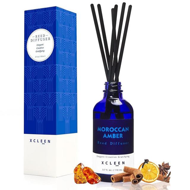 Xcleen Reed Oil Diffuser Set, Fragrance Diffuser - Floral Notes, Vanilla, Cinnamon & Amber, Includes 6 Rattan Scented Sticks Diffuser Reeds, Home & Office Decor, 110ml/3.7oz