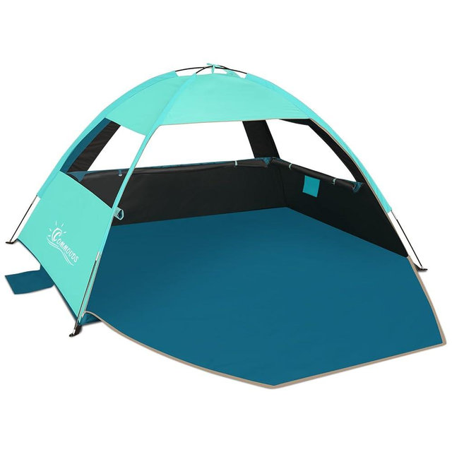 COMMOUDS Beach Tent Sun Shade for 3/4-5/6-7/8-10 Person, UPF 50+ Beach Sun Shelter Canopy Tent, Lightweight, Easy Set Up and Carry