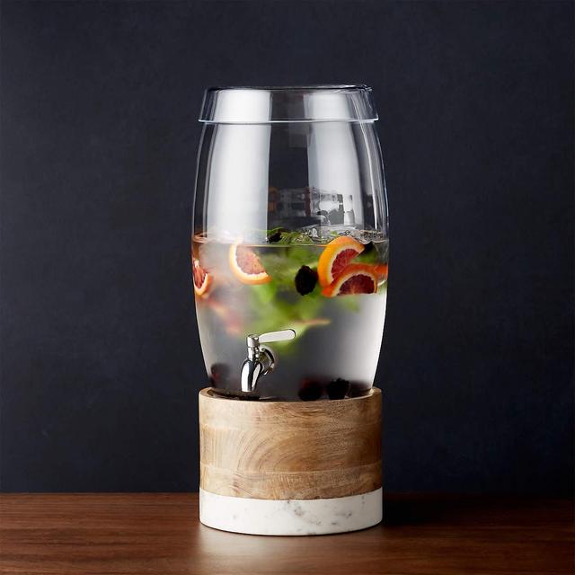 Oregon Glass Drink Dispenser with Wood and Marble Stand