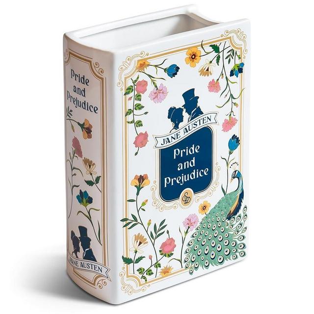 H&H Pride and Prejudice Book Vase For Flowers + Large Ceramic Book Planter Pot + Jane Austen Bookish Decor + Top #1 Pride and Prejudice Gifts and Book Vases + Bookshelf Vase For Flowers + 2024 Edition
