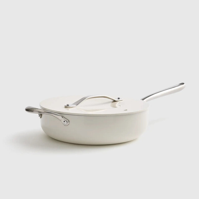 Ceramic Nonstick Saute Pan with Lid - Ivory
