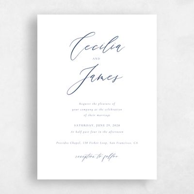 Navy, Blue Wedding Invitation - Seville Portrait Letterpress