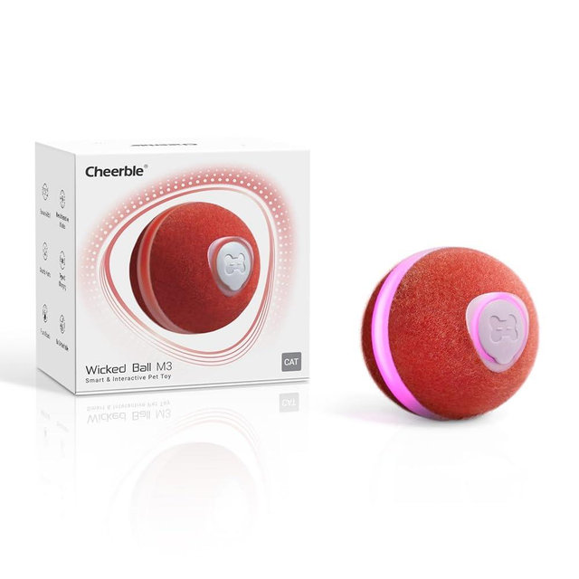 Cheerble Interactive Cat Ball Toy, Wicked Ball M3, Automatic Moving Smart Anti-Depression Pet Toy Fun Gift with Light